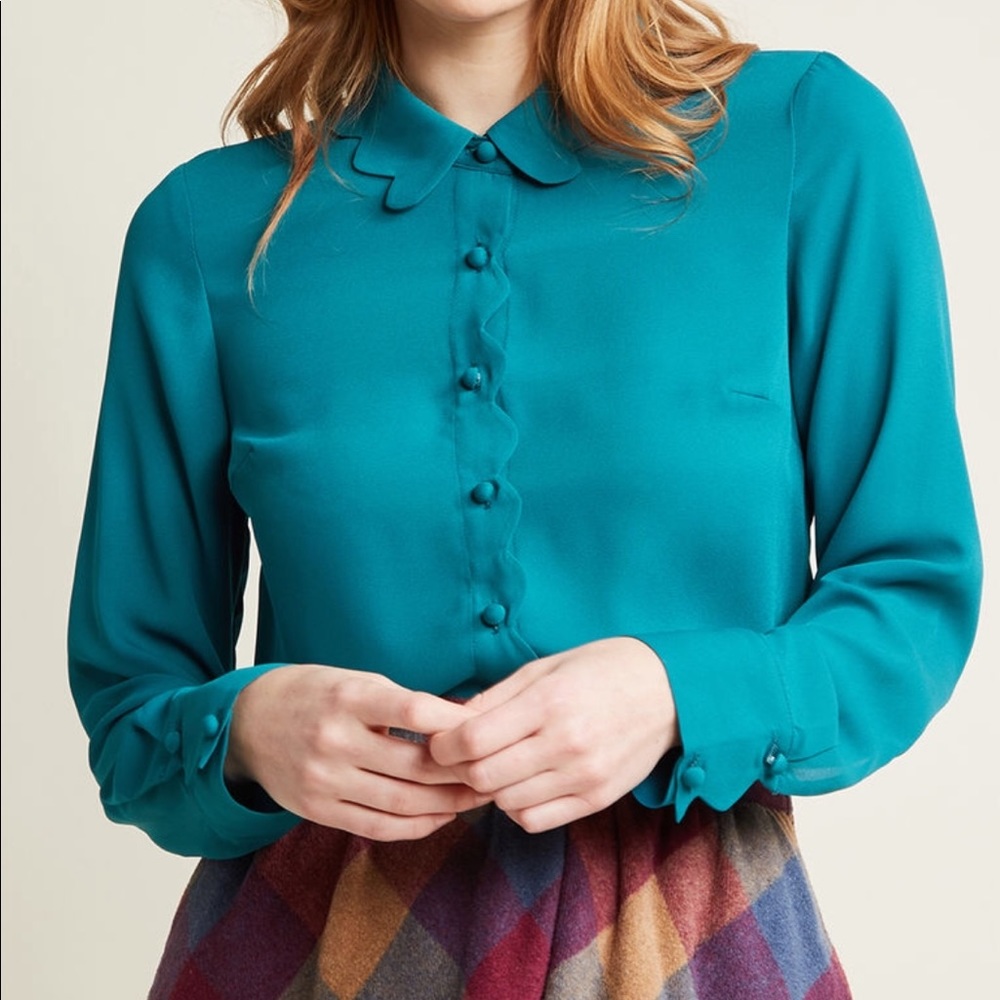 Turquoise Bird Blouse - Picture 7 of 8